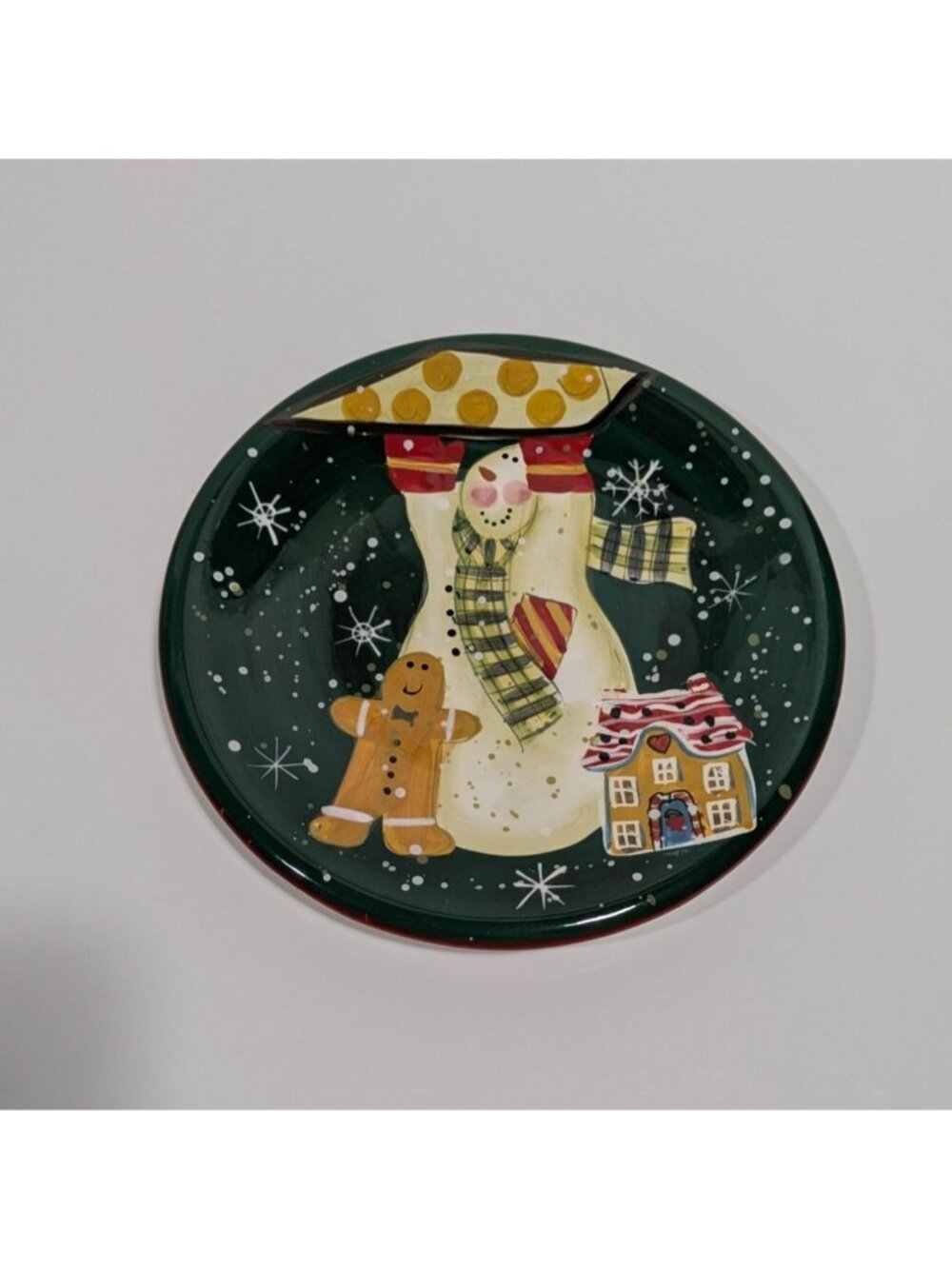 Certified International Snowman Gingerbread Hand Painted Holiday Plate
